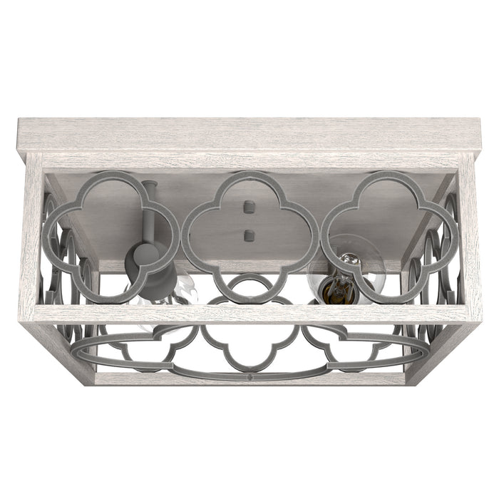 Hunter 19393 Two Light Flush Mount, Distressed White