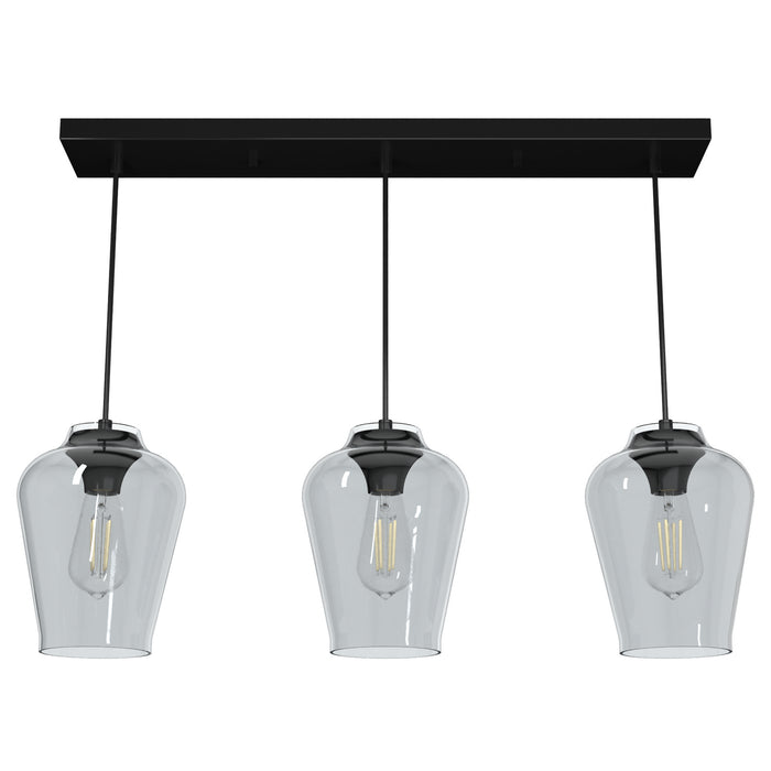 Hunter 19726 Three Light Linear Cluster, Matte Black