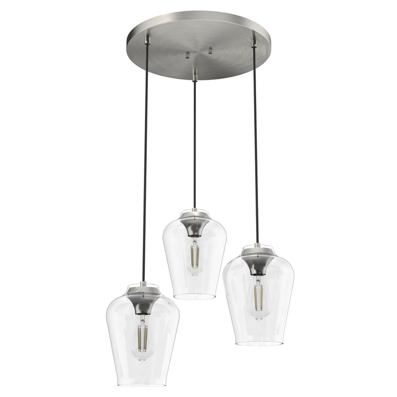 Hunter 19727 Three Light Pendant, Brushed Nickel