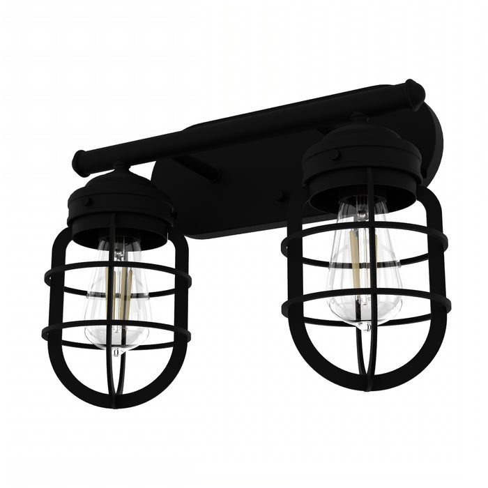 Hunter 19844 Two Light Vanity, Natural Black Iron