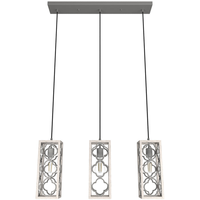 Hunter 19949 Three Light Linear Cluster, Distressed White