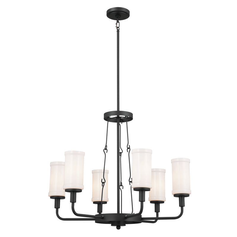 Kichler 52451BKT Six Light Chandelier, Textured Black