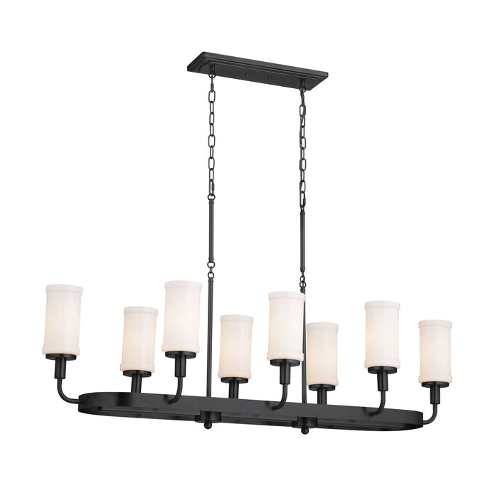 Kichler 52453BKT Eight Light Linear Chandelier, Textured Black