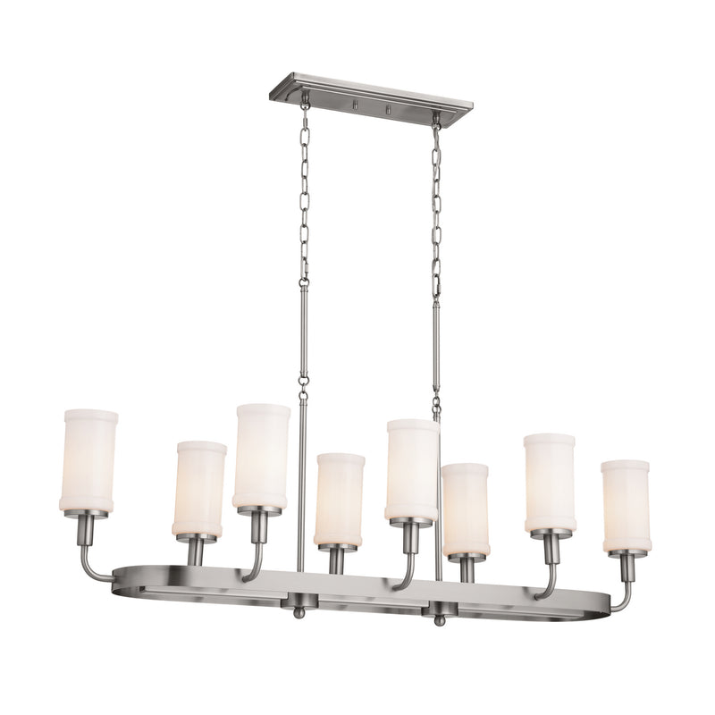 Kichler 52453CLP Eight Light Linear Chandelier, Classic Pewter