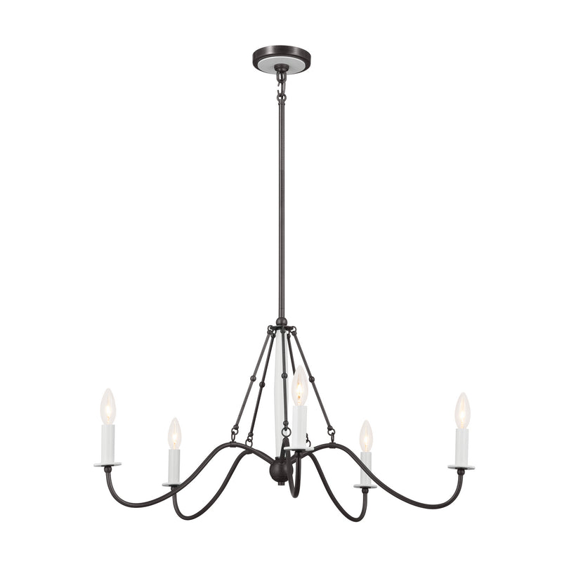 Kichler 52455AVI Five Light Chandelier, Anvil Iron