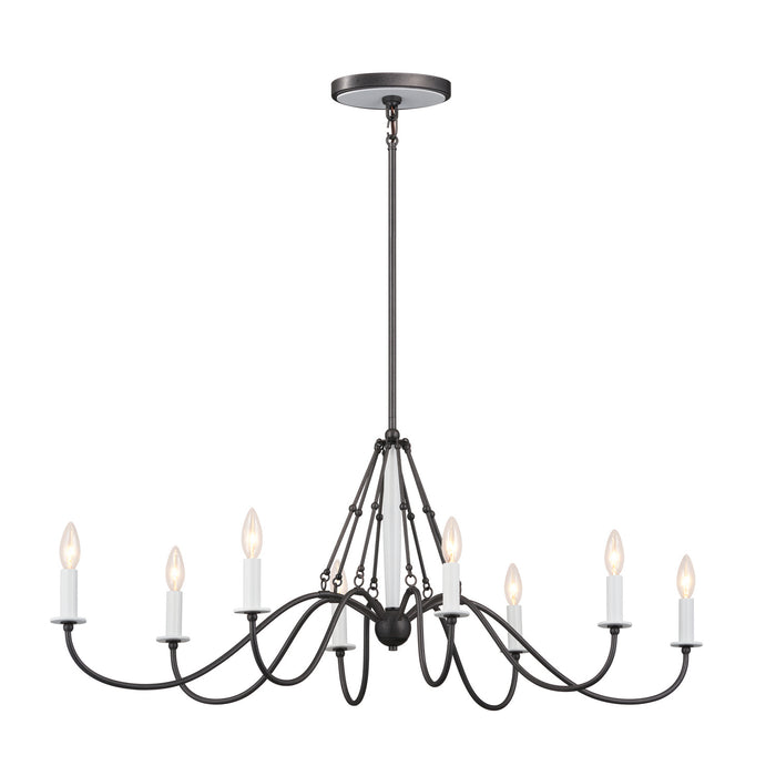 Kichler 52457AVI Eight Light Linear Chandelier, Anvil Iron