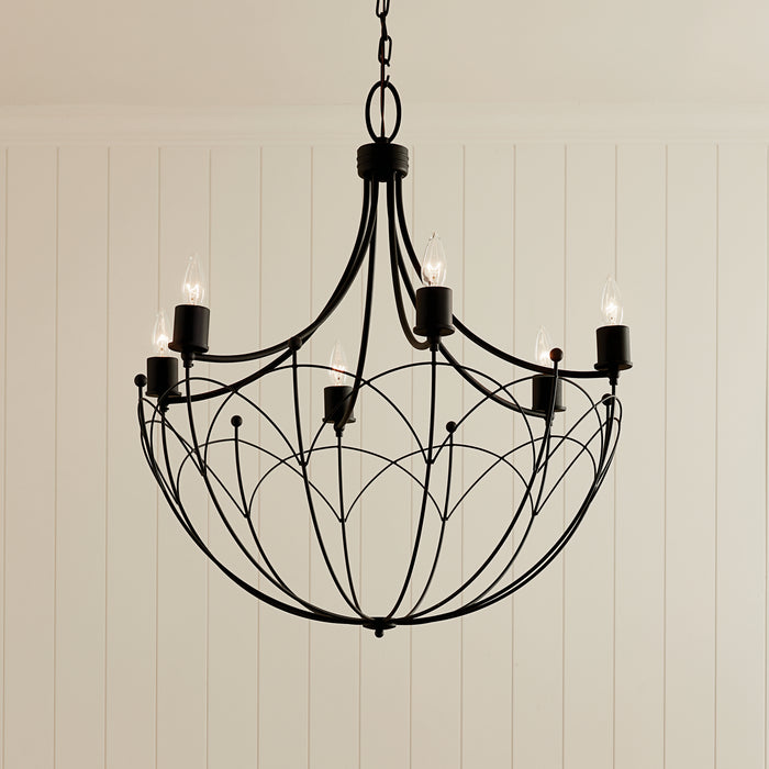 Kichler 52462BKT Six Light Chandelier, Textured Black