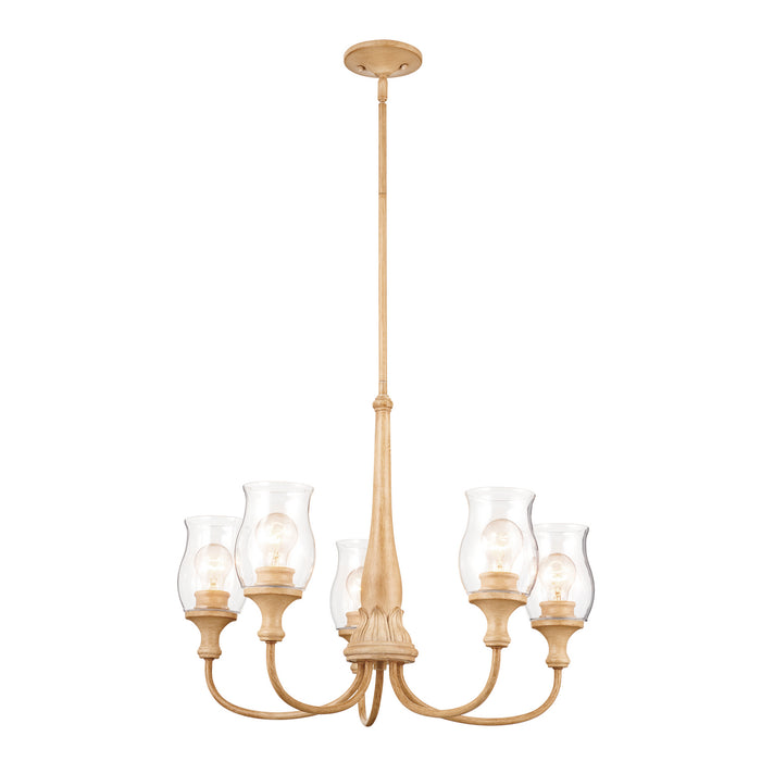Kichler 52468WMP Five Light Chandelier, Warm Maple Wood