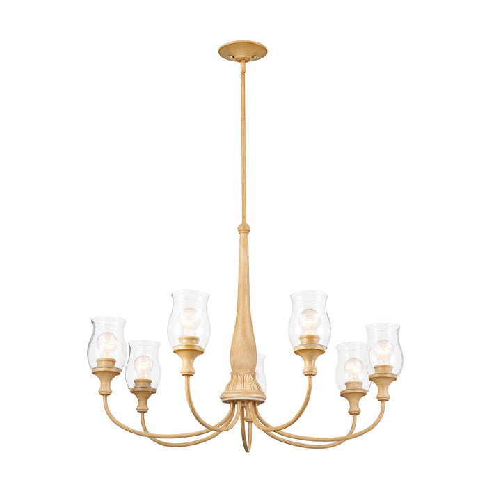 Kichler 52469WMP Seven Light Chandelier, Warm Maple Wood