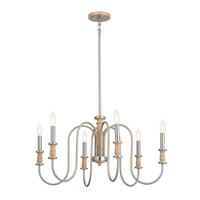 Kichler 52470NI Six Light Chandelier, Brushed Nickel