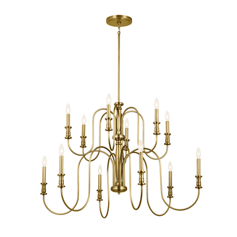 Kichler 52472NBR 12 Light Chandelier, Natural Brass