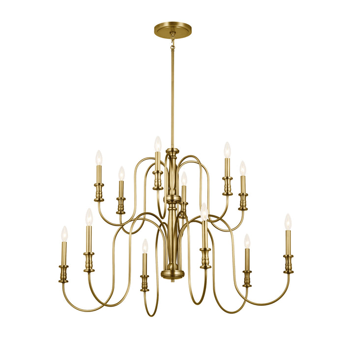 Kichler 52472NBR 12 Light Chandelier, Natural Brass
