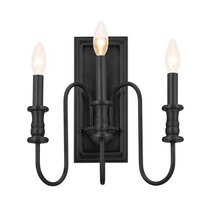 Kichler 52473BK Three Light Wall Sconce, Black