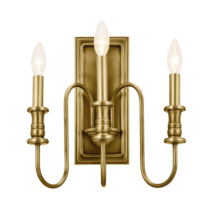 Kichler 52473NBR Three Light Wall Sconce, Natural Brass