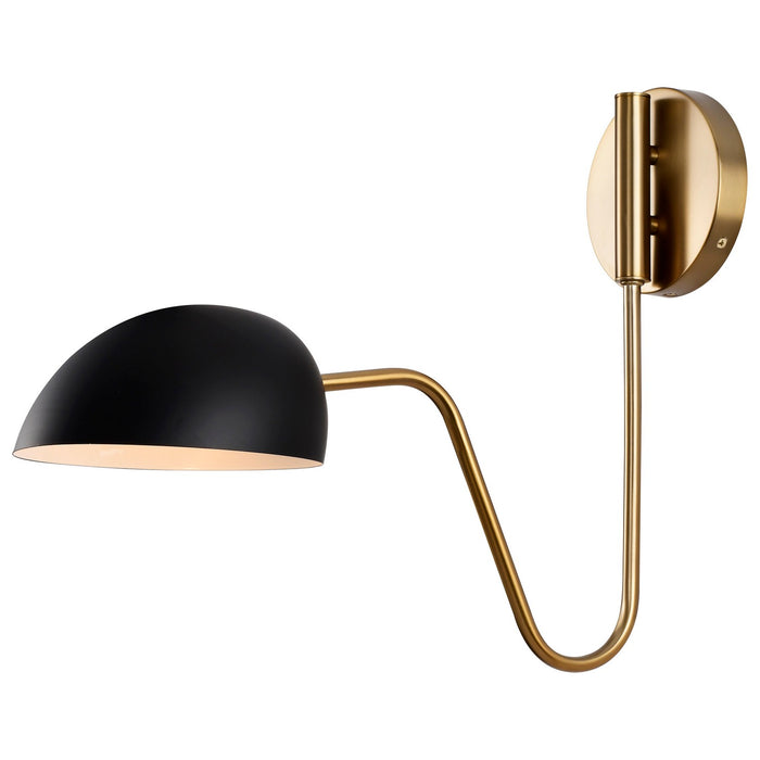 Nuvo Lighting 60-7391 One Light Wall Sconce, Matte Black / Burnished Brass