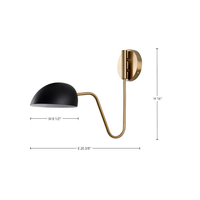 Nuvo Lighting 60-7391 One Light Wall Sconce, Matte Black / Burnished Brass