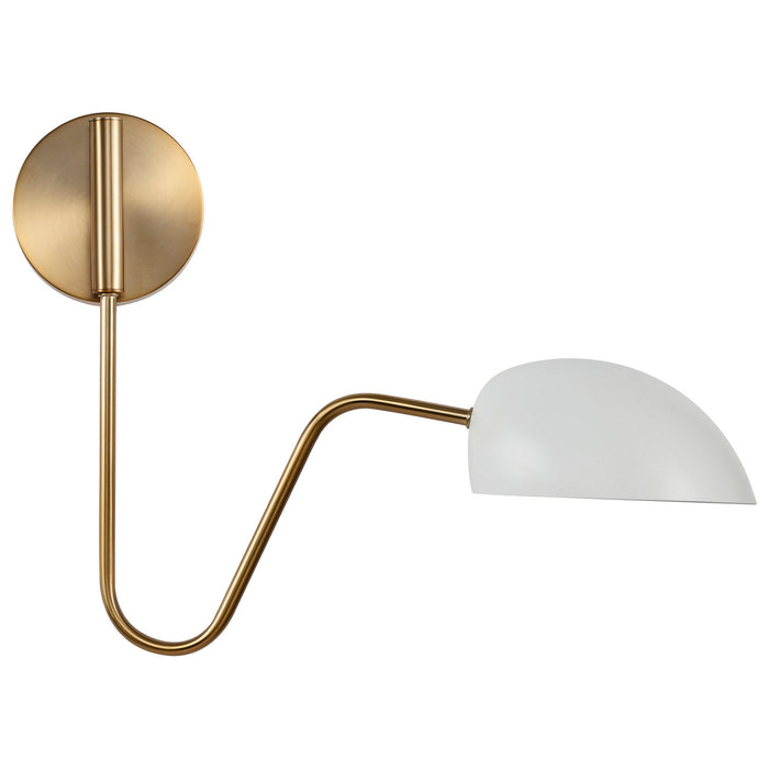 Nuvo Lighting 60-7392 One Light Wall Sconce, Matte White / Burnished Brass