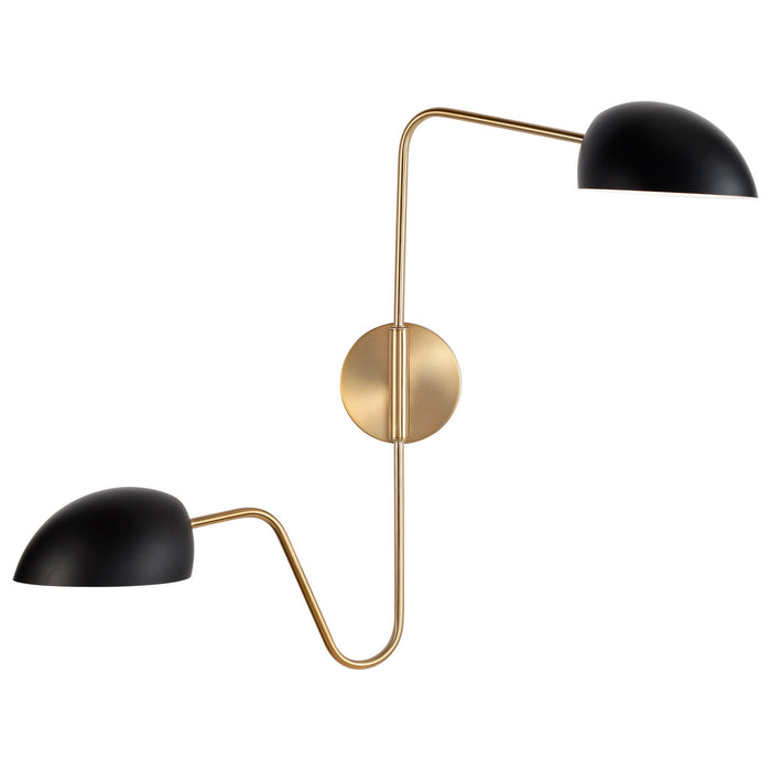 Nuvo Lighting 60-7393 Two Light Wall Sconce, Matte Black / Burnished Brass