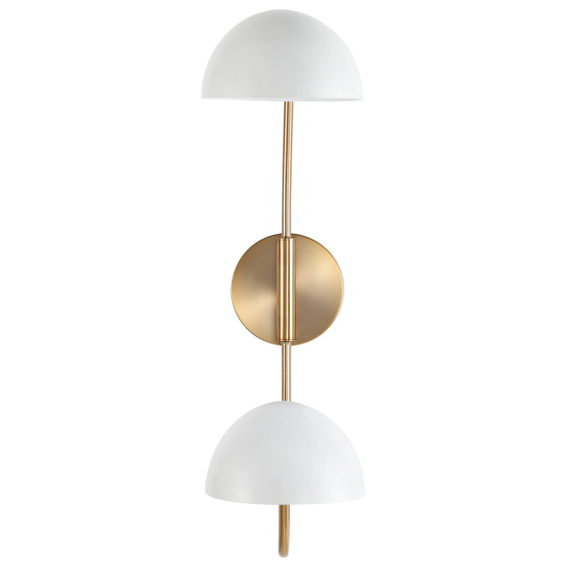 Nuvo Lighting 60-7394 Two Light Wall Sconce, Matte White / Burnished Brass