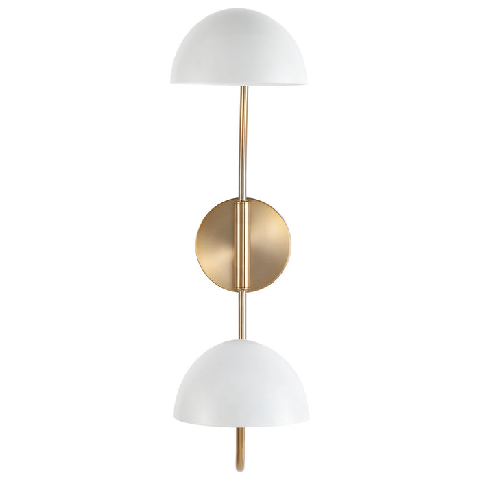 Nuvo Lighting 60-7394 Two Light Wall Sconce, Matte White / Burnished Brass