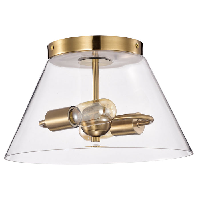 Nuvo Lighting 60-7419 Three Light Flush Mount, Vintage Brass