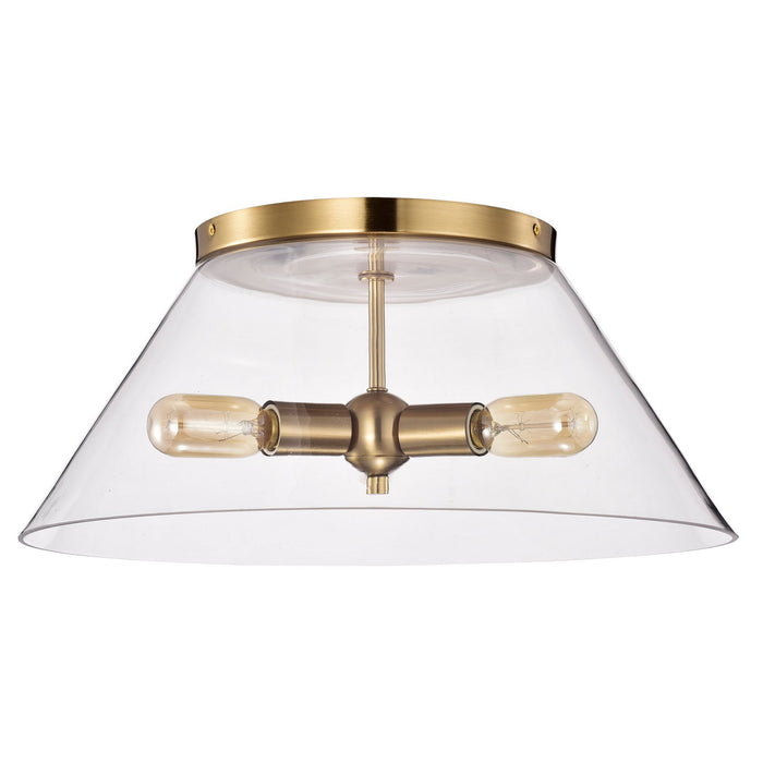 Nuvo Lighting 60-7422 Three Light Flush Mount, Vintage Brass