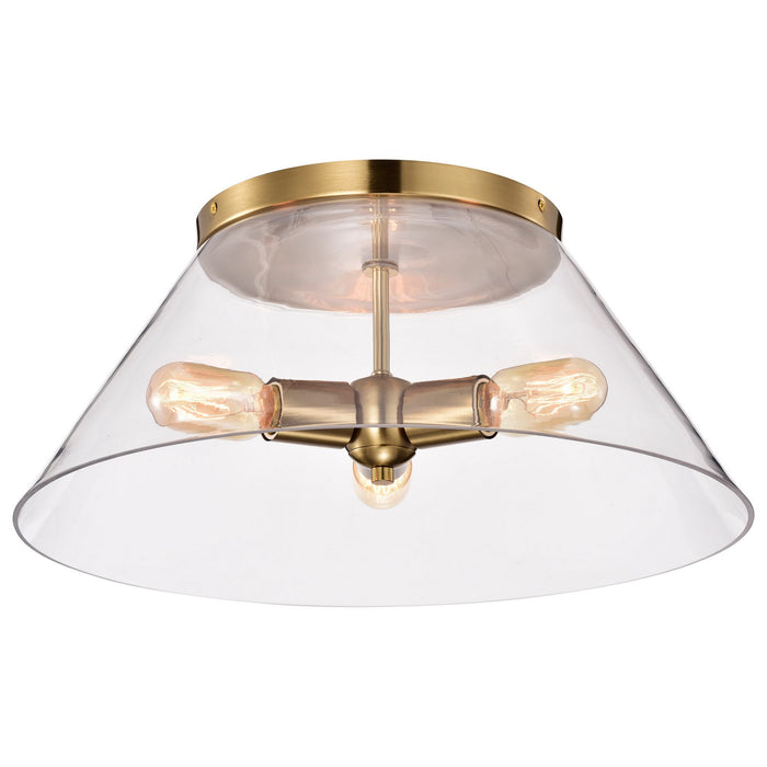 Nuvo Lighting 60-7422 Three Light Flush Mount, Vintage Brass
