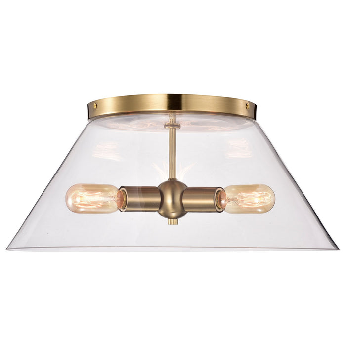Nuvo Lighting 60-7422 Three Light Flush Mount, Vintage Brass