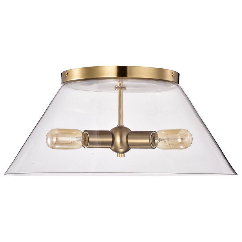 Nuvo Lighting 60-7422 Three Light Flush Mount, Vintage Brass