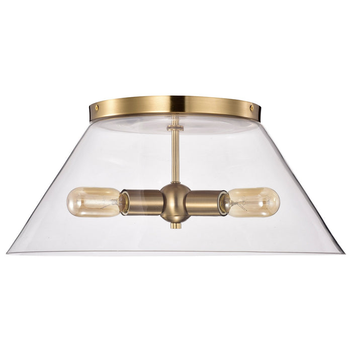 Nuvo Lighting 60-7422 Three Light Flush Mount, Vintage Brass