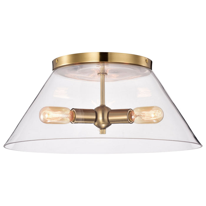 Nuvo Lighting 60-7422 Three Light Flush Mount, Vintage Brass