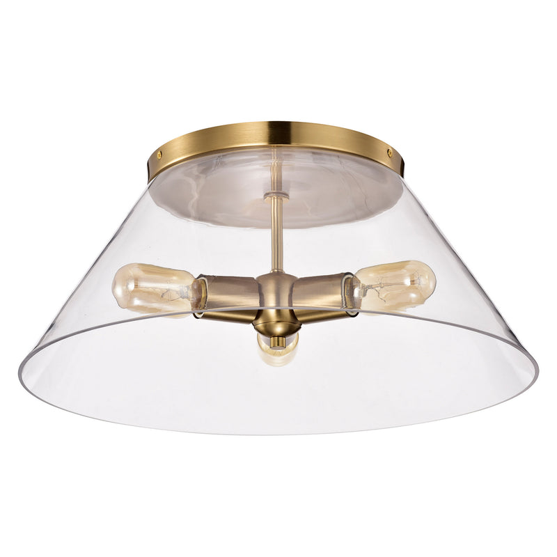 Nuvo Lighting 60-7422 Three Light Flush Mount, Vintage Brass
