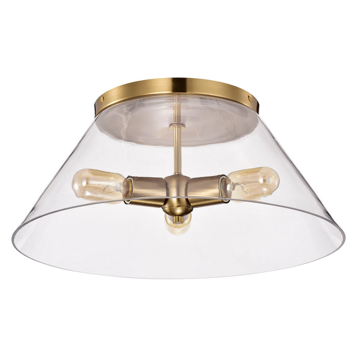 Nuvo Lighting 60-7422 Three Light Flush Mount, Vintage Brass