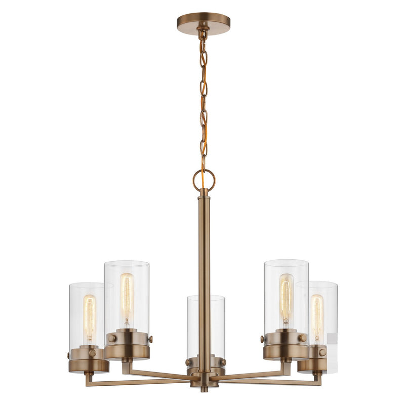 Nuvo Lighting 60-7535 Five Light Chandelier, Burnished Brass