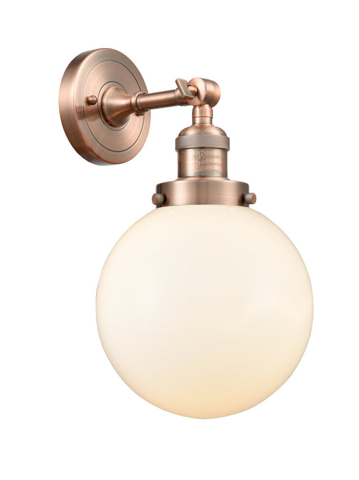 Innovations 203-AC-G201-8 One Light Wall Sconce, Antique Copper