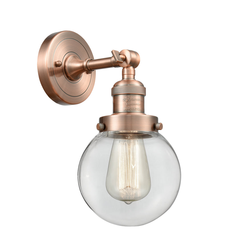 Innovations 203-AC-G202-6 One Light Wall Sconce, Antique Copper