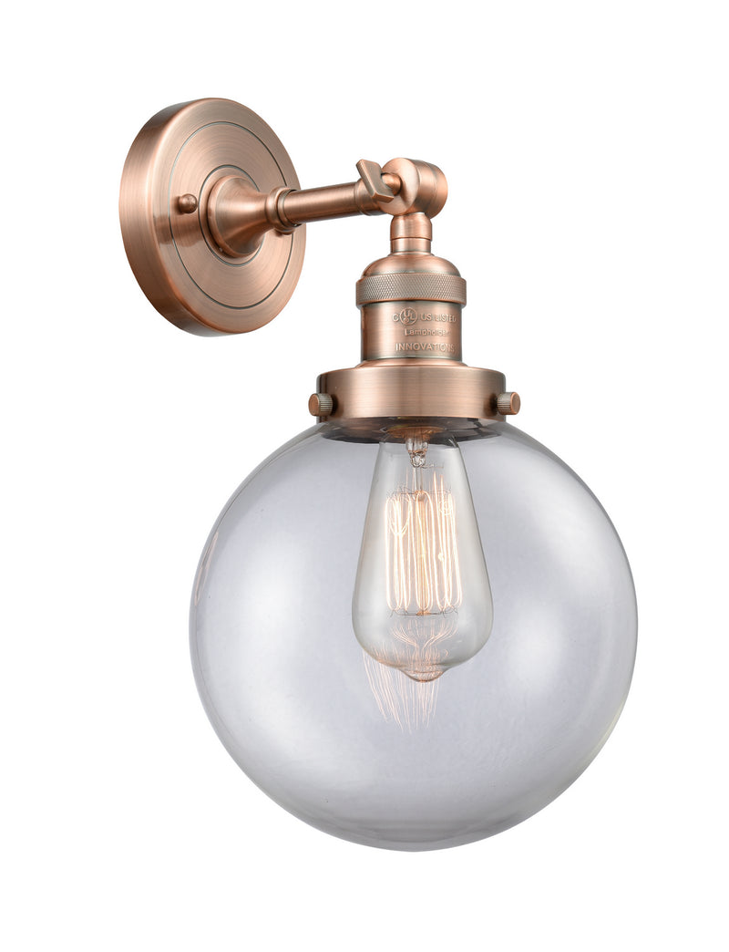 Innovations 203-AC-G202-8 One Light Wall Sconce, Antique Copper
