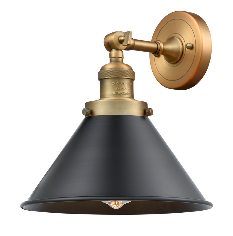 Innovations 203-BB-M10-BK One Light Wall Sconce, Brushed Brass