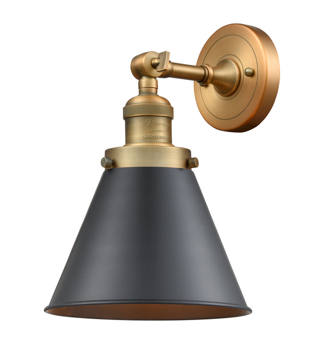 Innovations 203-BB-M13-BK One Light Wall Sconce, Brushed Brass