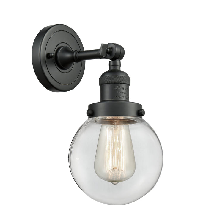 Innovations 203-BK-G202-6 One Light Wall Sconce, Matte Black