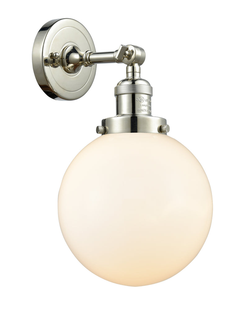 Innovations 203-PN-G201-8 One Light Wall Sconce, Polished Nickel