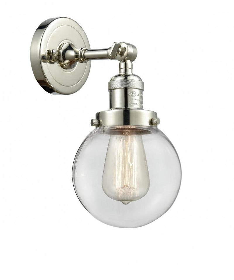 Innovations 203-PN-G202-6 One Light Wall Sconce, Polished Nickel