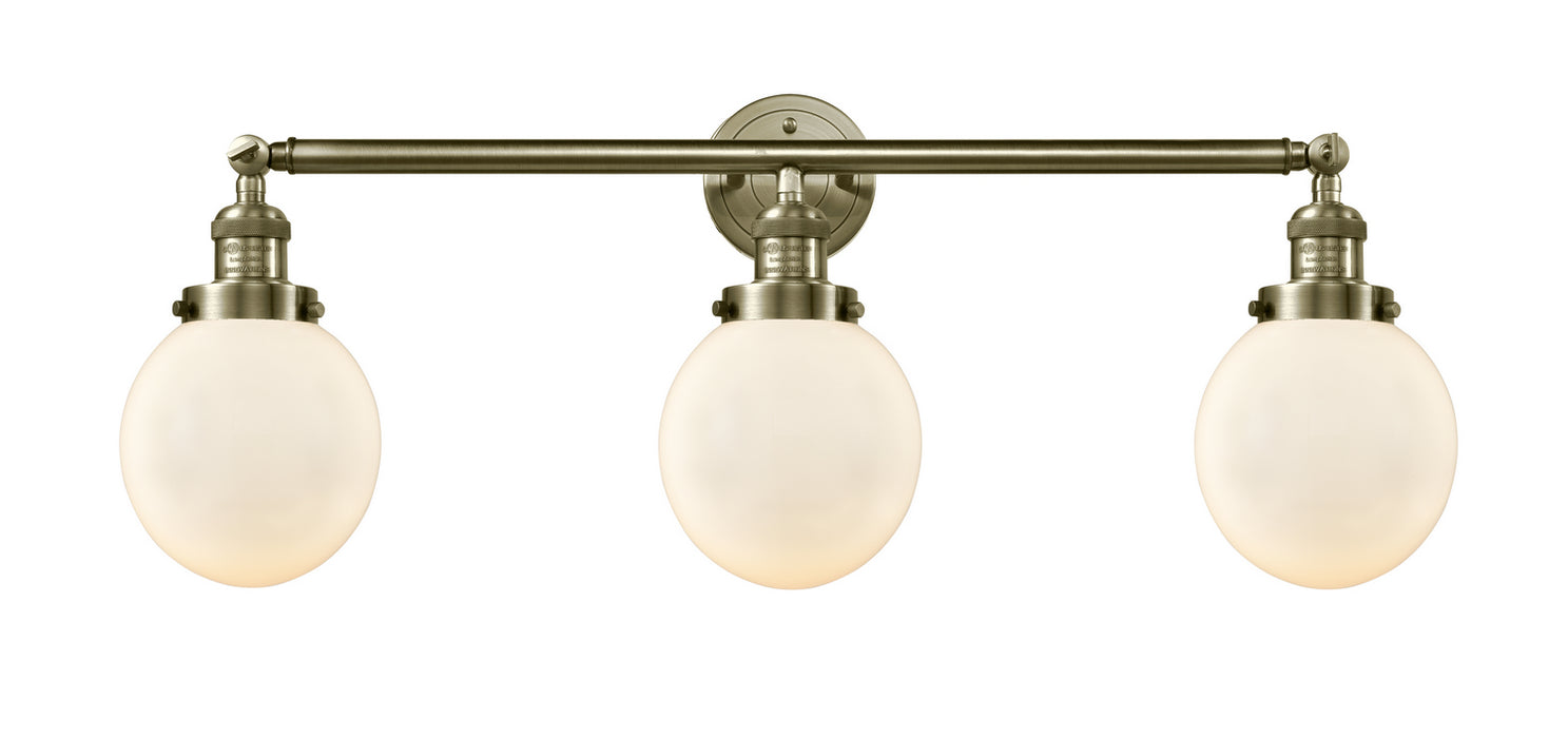 Innovations 205-AB-G201-6 Three Light Bath Vanity, Antique Brass