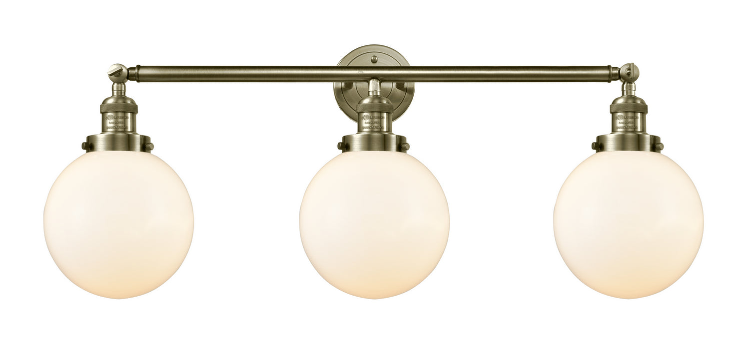 Innovations 205-AB-G201-8 Three Light Bath Vanity, Antique Brass