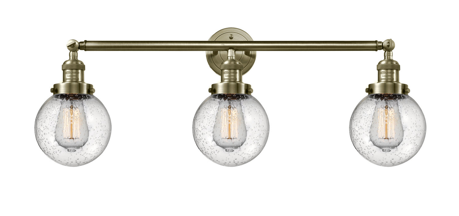 Innovations 205-AB-G204-6 Three Light Bath Vanity, Antique Brass