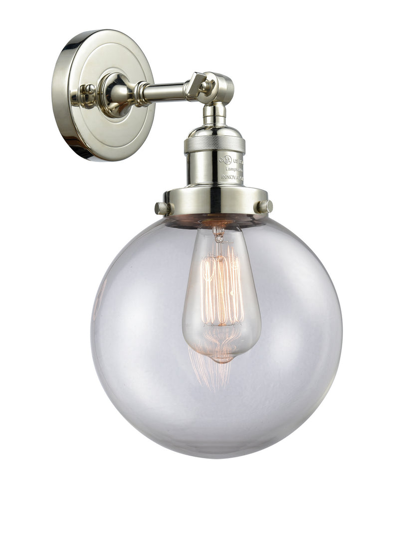 Innovations 203-PN-G202-8 One Light Wall Sconce, Polished Nickel