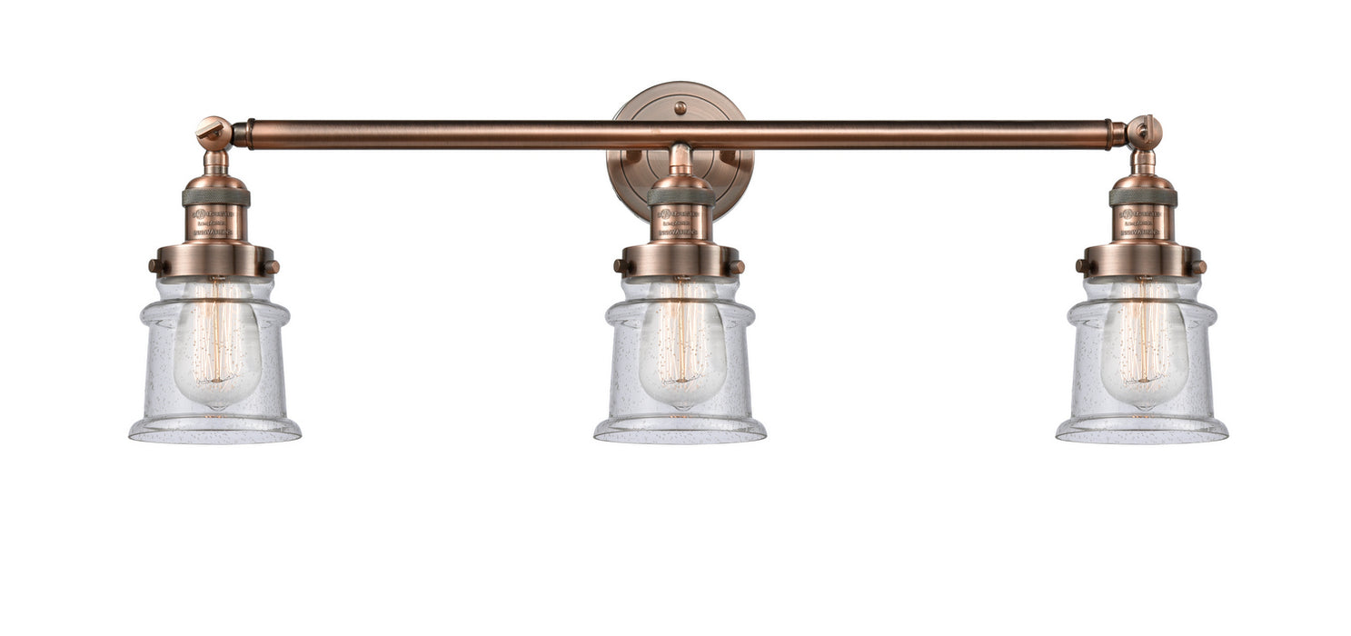 Innovations 205-AC-G184S Three Light Bath Vanity, Antique Copper