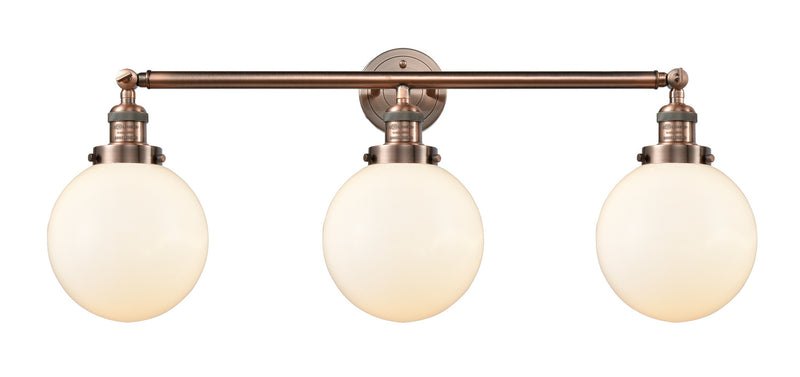 Innovations 205-AC-G201-8 Three Light Bath Vanity, Antique Copper