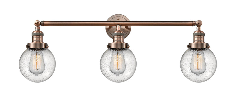 Innovations 205-AC-G204-6 Three Light Bath Vanity, Antique Copper