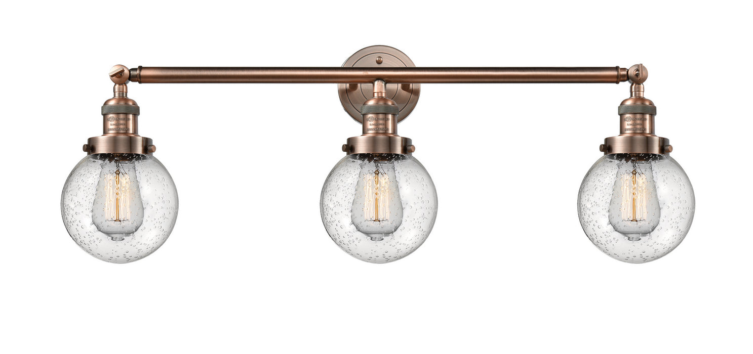 Innovations 205-AC-G204-6 Three Light Bath Vanity, Antique Copper